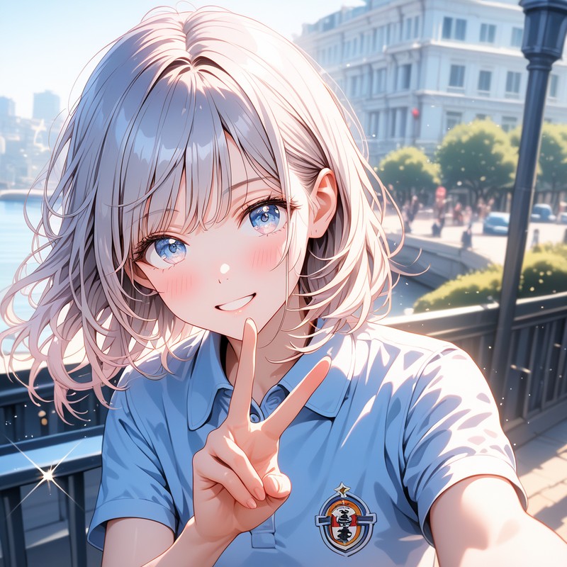 Stable Diffusionで生成したピースサインのAIイラスト