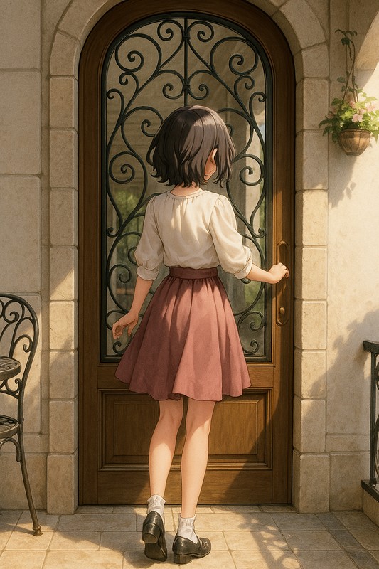レトロアイアン装飾ドアのAIイラスト|プロンプト紹介用