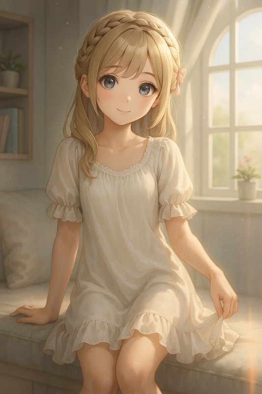 ネグリジェ風を着る美少女AIイラスト|プロンプト紹介