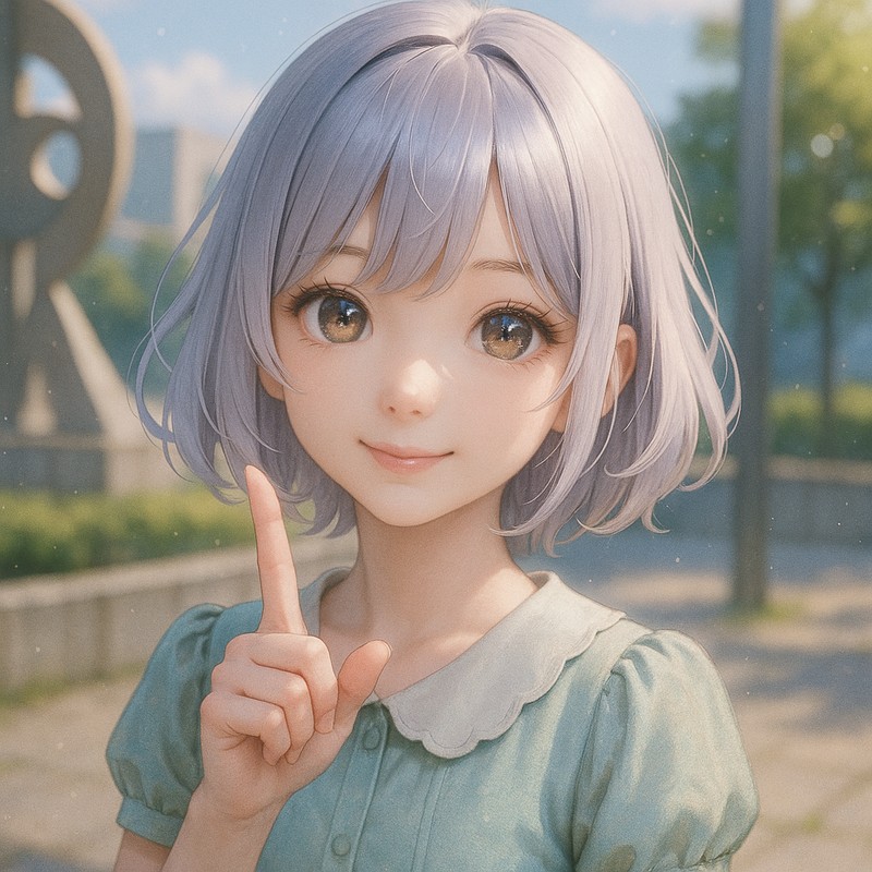人差し指立てジェスチャーをする美少女AIイラスト|プロンプト紹介