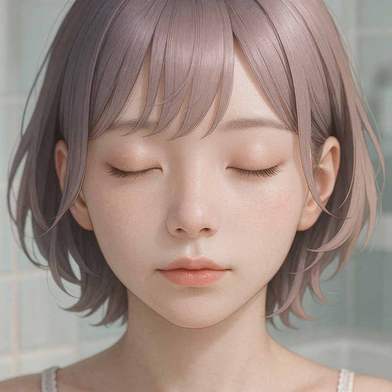 肌のメイク・化粧をしたAIイラスト例