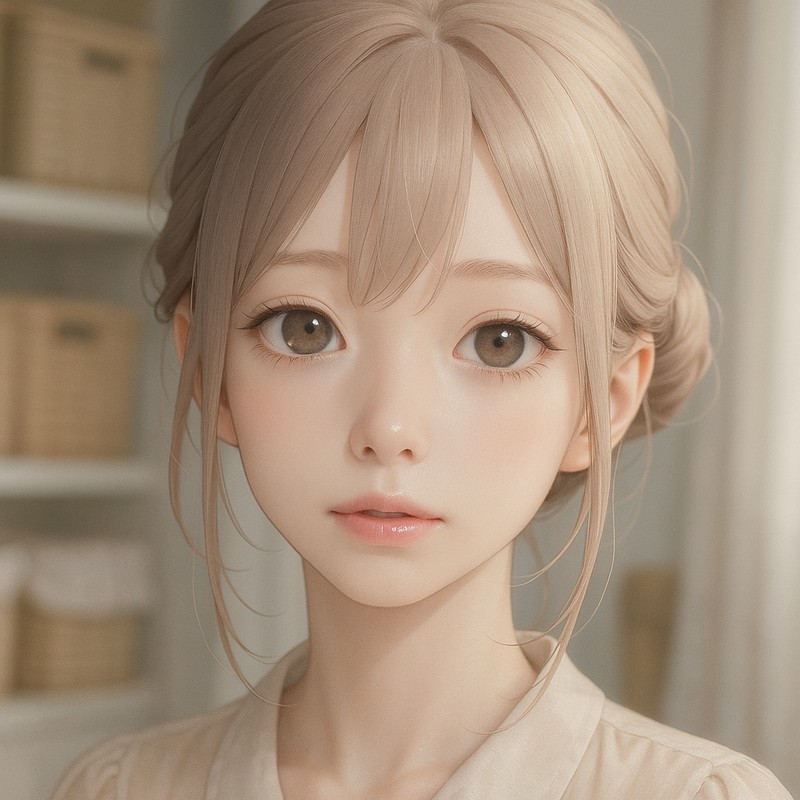白湯メイクの美少女AIイラスト