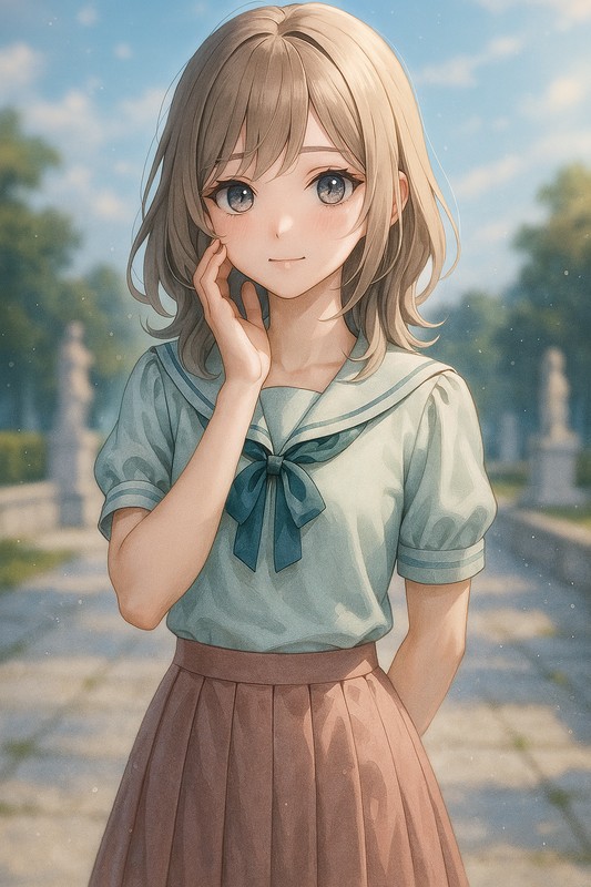 hand on cheekの美少女イラスト生成例|プロンプト紹介