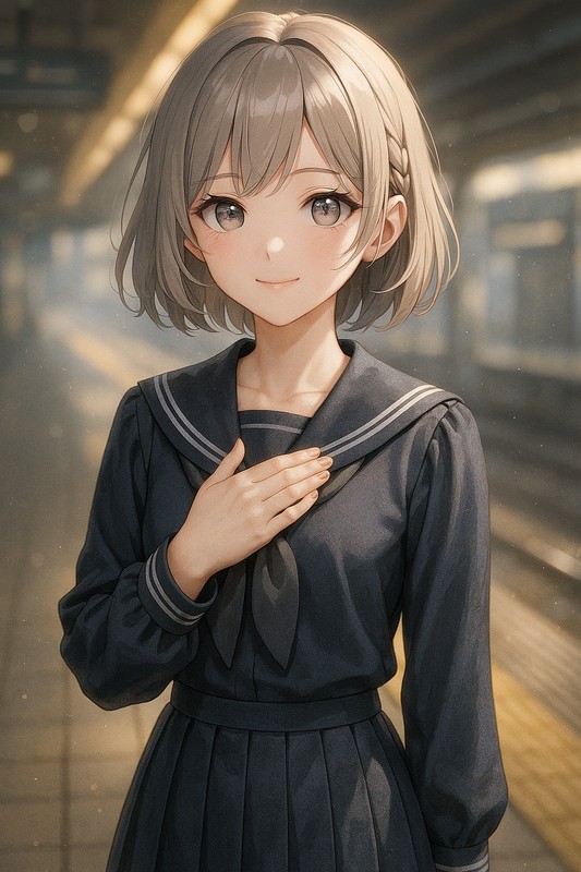 hand on chestの美少女イラスト生成例|プロンプト紹介