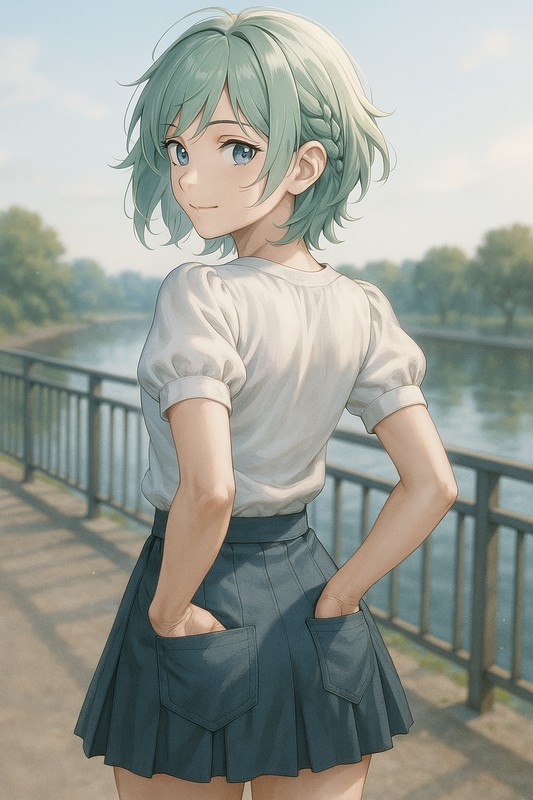 hands in back pocketsの美少女イラスト生成例|プロンプト紹介