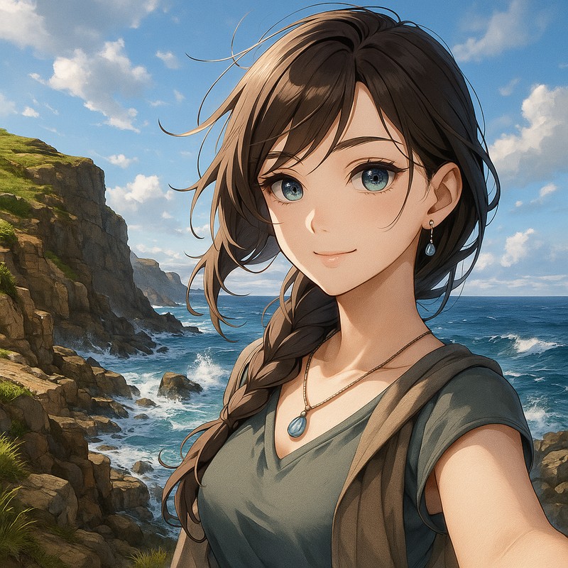 海辺の崖のAIイラスト|背景用プロンプト紹介