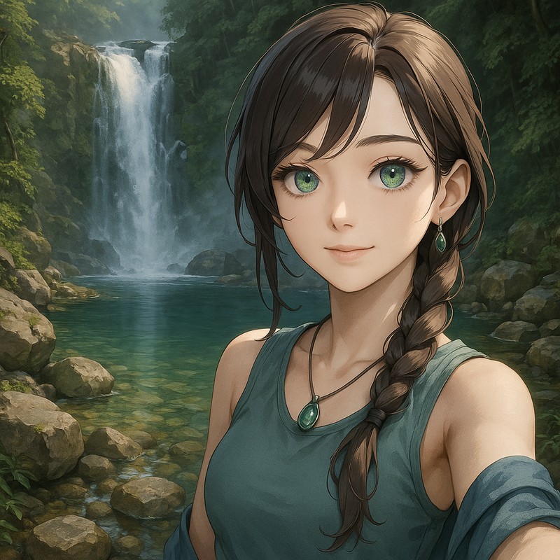 滝壺のAIイラスト|背景用プロンプト紹介