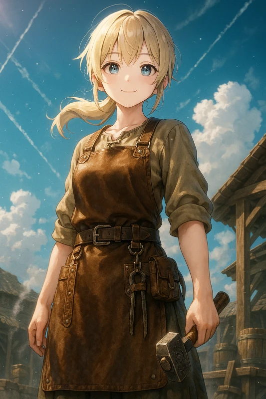 中世鍛冶屋風の作業服のAIイラスト｜プロンプト紹介