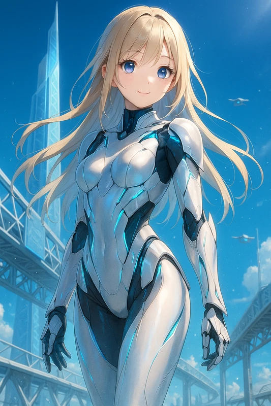 近未来的な強化アーマーのAIイラスト|SF服のプロンプト紹介
