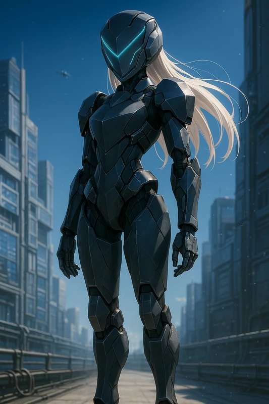 ロボット風の外骨格アーマーのAIイラスト|SF服のプロンプト紹介