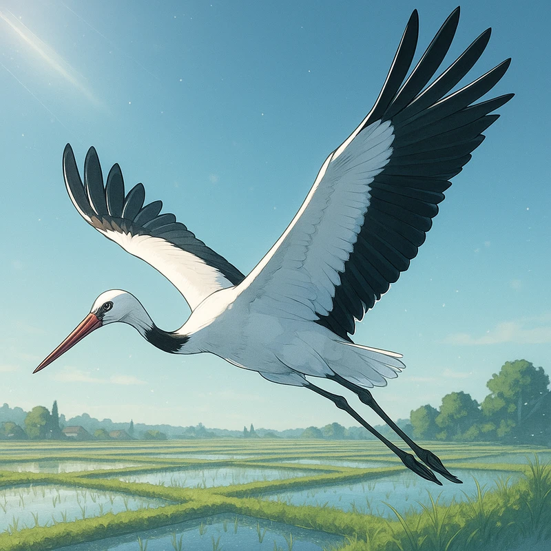 コウノトリ(鳥)のAIイラスト|プロンプト紹介