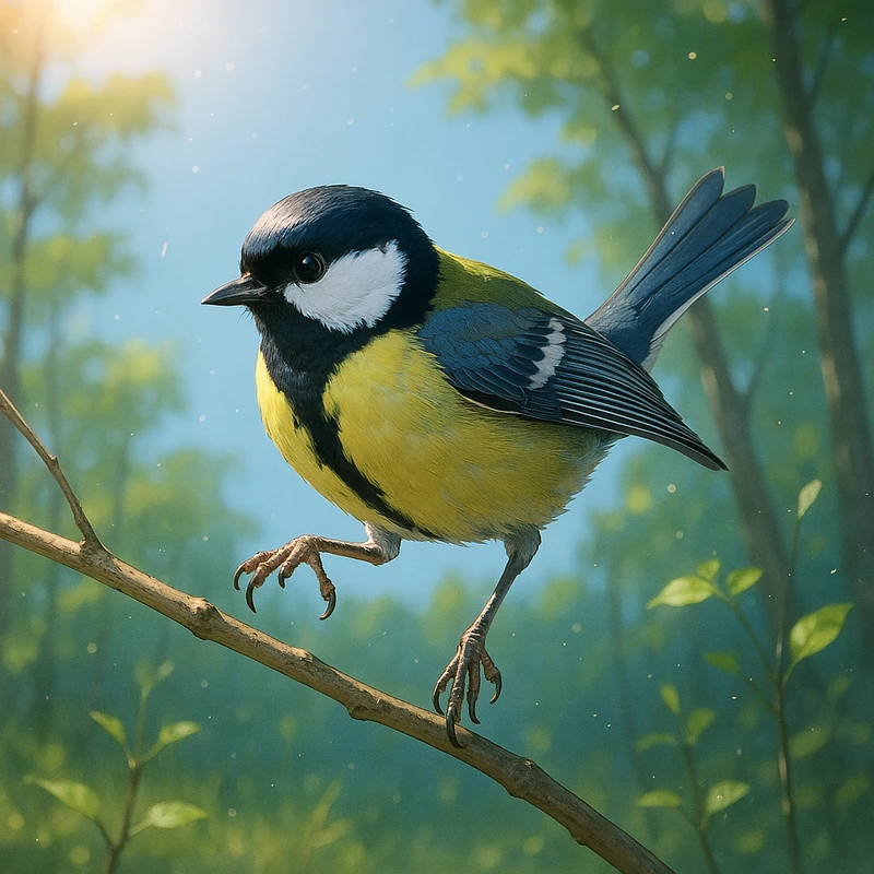 シジュウカラ(鳥)のAIイラスト|プロンプト紹介