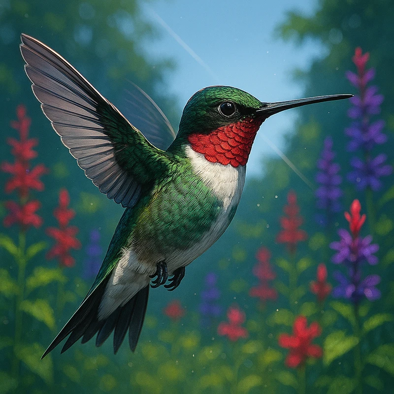 ハチドリ(鳥)のAIイラスト|プロンプト紹介