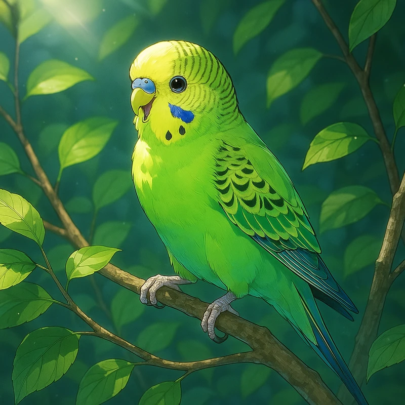 インコ(鳥)のAIイラスト|プロンプト紹介