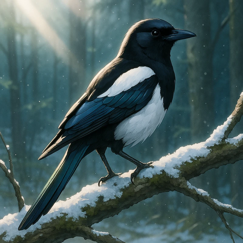 カササギ(鳥)のAIイラスト|プロンプト紹介
