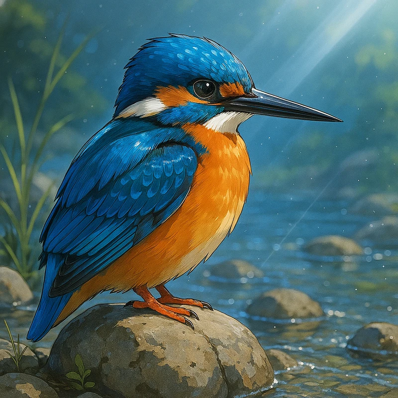 カワセミ(鳥)のAIイラスト|プロンプト紹介
