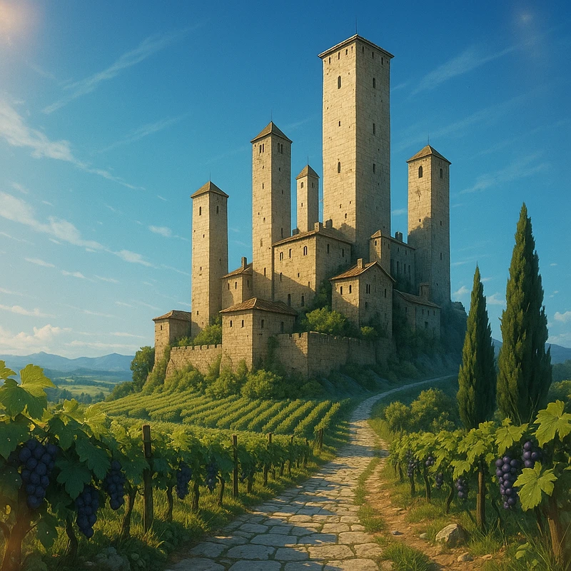 イタリアの塔城のプロンプト紹介｜AIイラスト