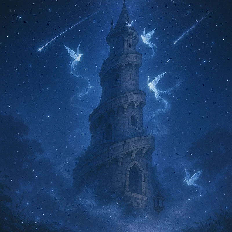 星霧の精霊塔のプロンプト紹介｜AIイラスト
