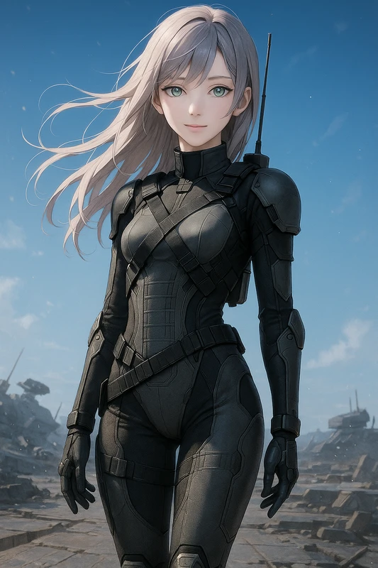 戦術的デザインの全身スーツのAIイラスト|SF服のプロンプト紹介