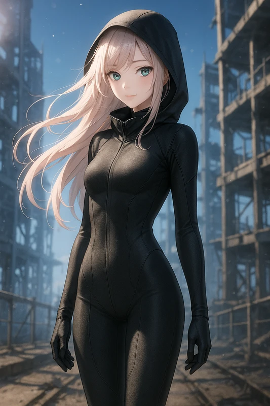 隠密行動向けの黒系スーツのAIイラスト|SF服のプロンプト紹介