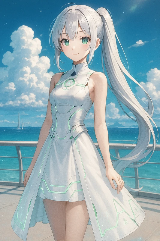ドレス風にアレンジしたSF服のAIイラスト|SF服のプロンプト紹介