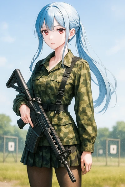 ChatGPT(4o)で生成|銃を持つ美少女のAIイラスト作例