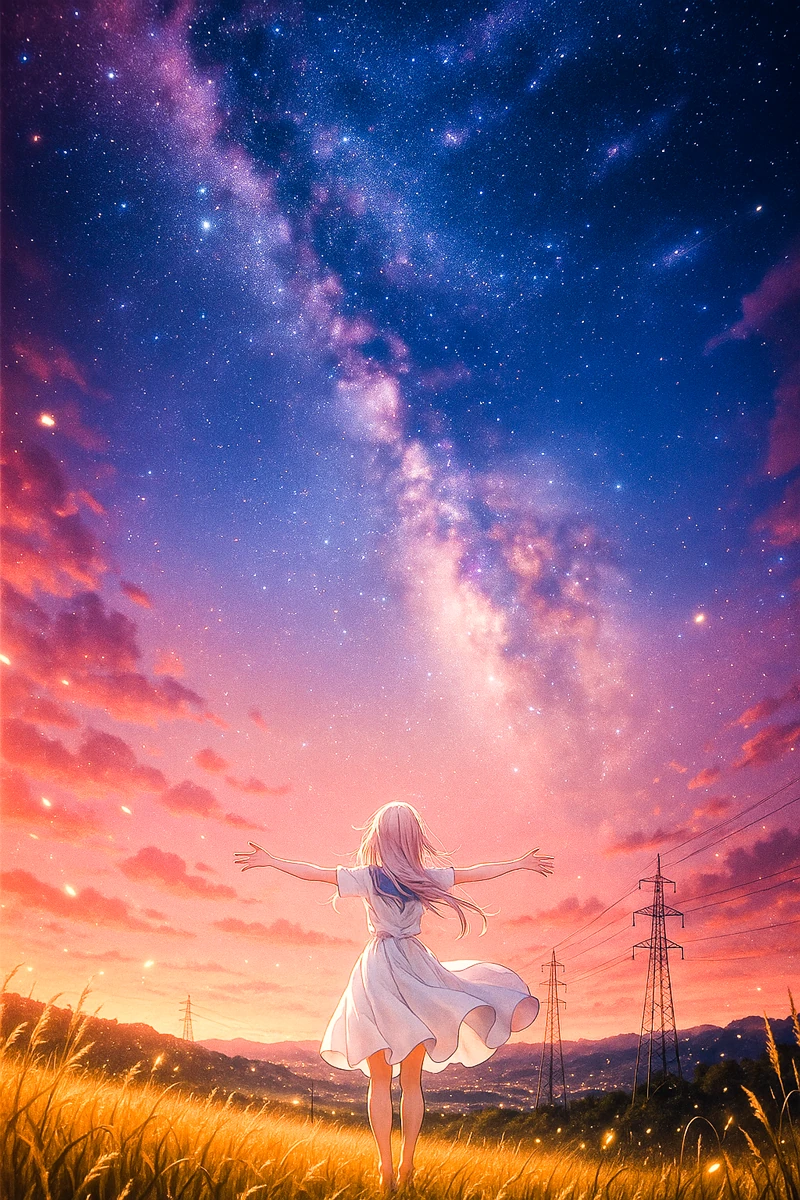 夕焼けから夜空へのグラデーション｜AI作例とプロンプト紹介
