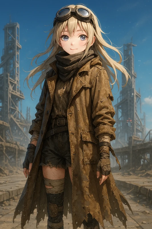 荒廃世界のサバイバル服のAIイラスト|SF服のプロンプト紹介