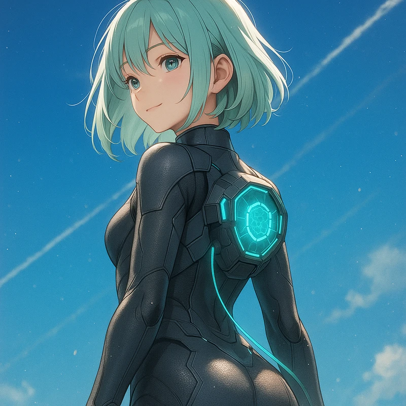 パルスシールド発生器を装着したSF服|プロンプト紹介
