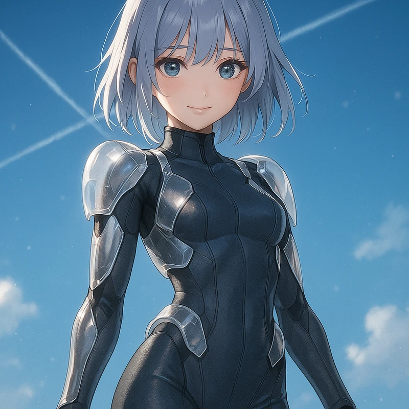 半透明装甲プレートを装着したSF服|プロンプト紹介