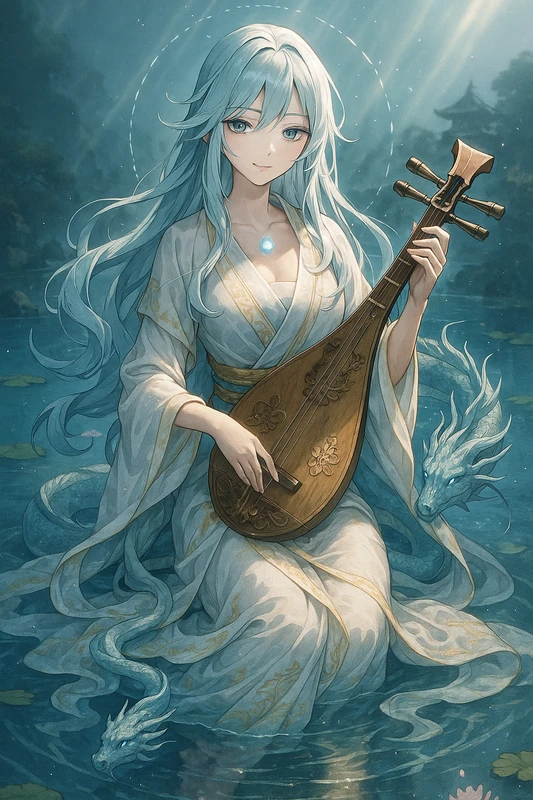 弁才天（音楽と弁才の女神）｜女神のプロンプト紹介