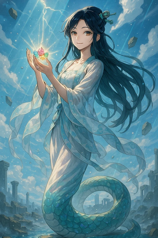 女媧（創造と天地修復の女神）｜女神のプロンプト紹介