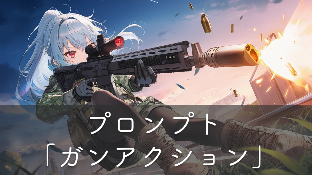 銃を持つ構える撃つをAIイラストで描くためのプロンプト集