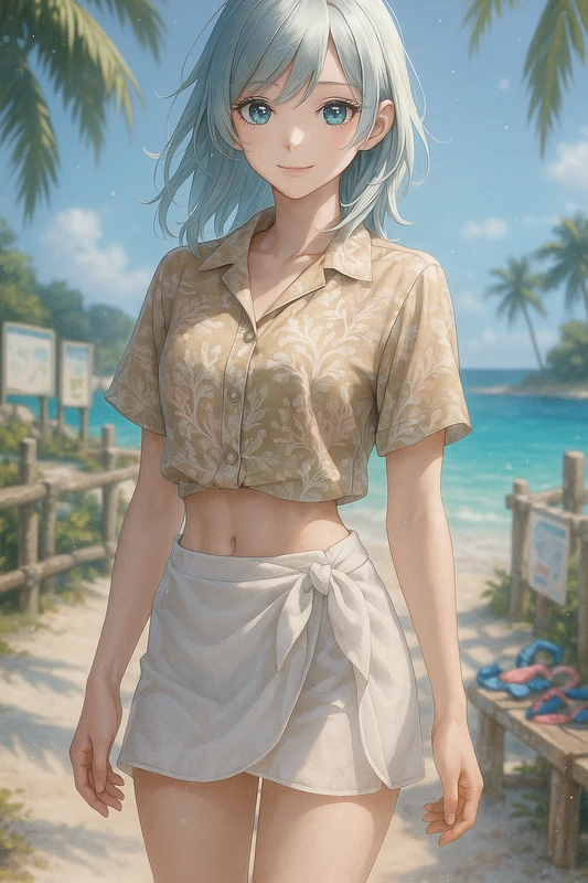 ショート丈|アロハシャツの形状のプロンプト