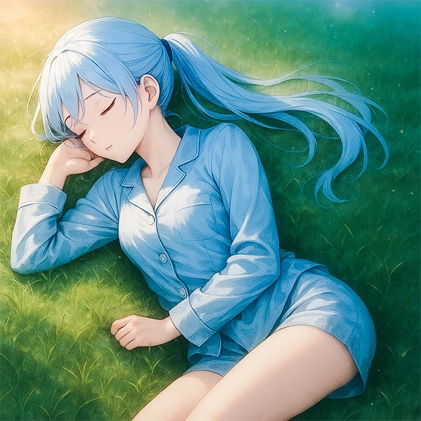 ChatGPT(4o)で生成した寝ている美少女のAIイラスト作例