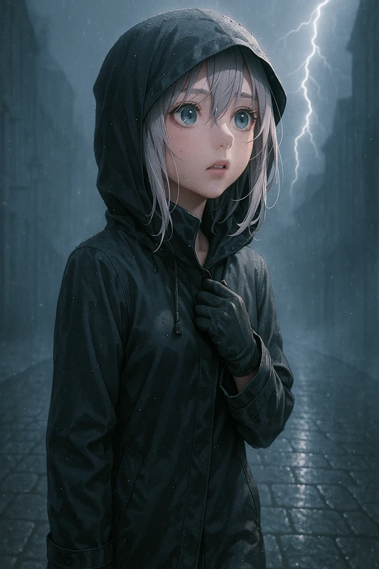 雷雨 × 霧を再現したAIイラスト|天気・天候のプロンプト紹介