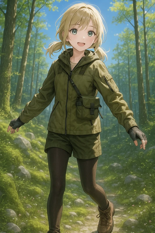アースカーキ×オリーブショーツのタフ登山系|山ガールのプロンプト紹介