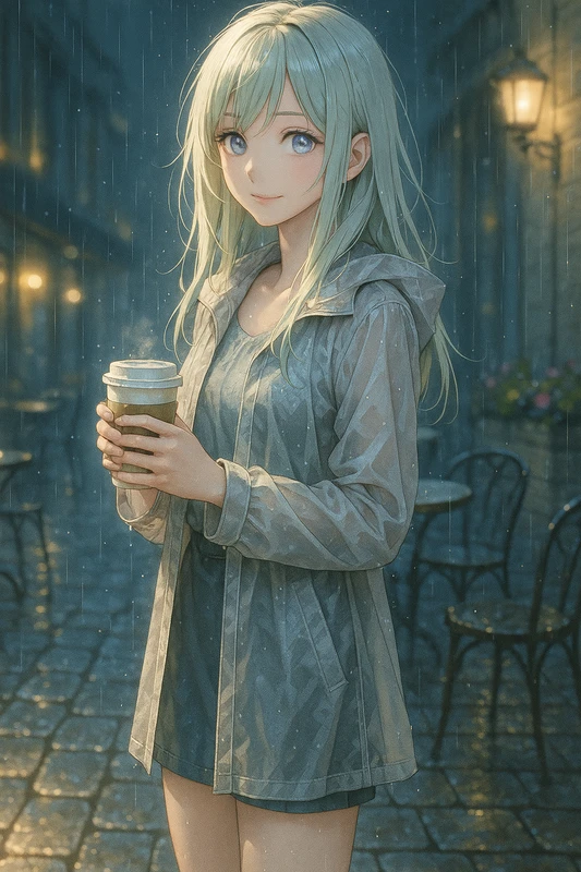 小雨を再現したAIイラスト|天気のプロンプト紹介
