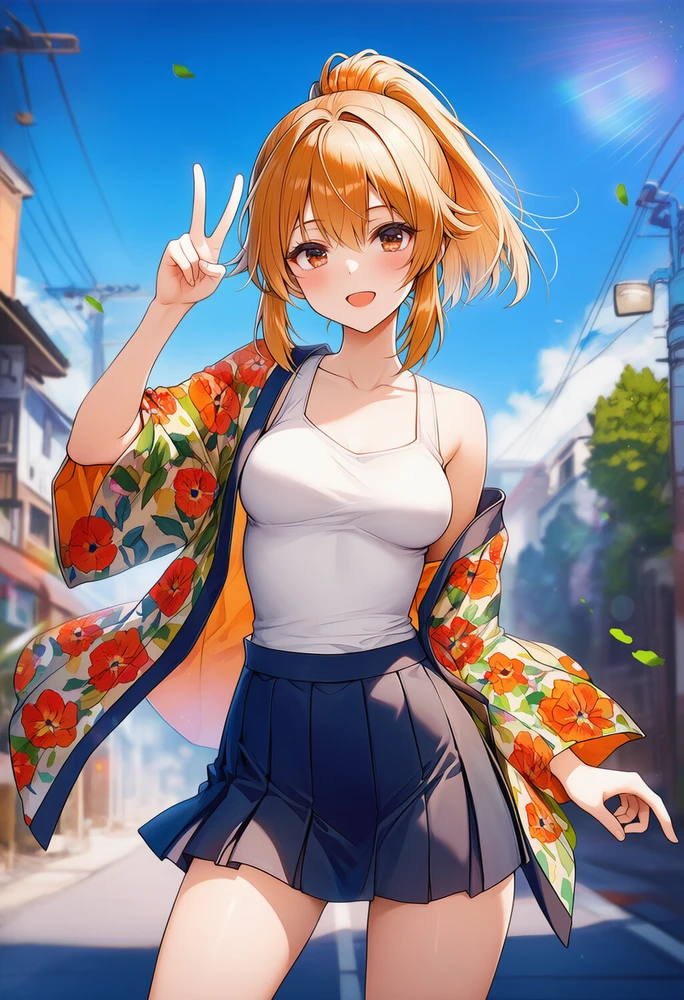 はっぴ、タンクトップ、ミニスカート｜AIプロンプト