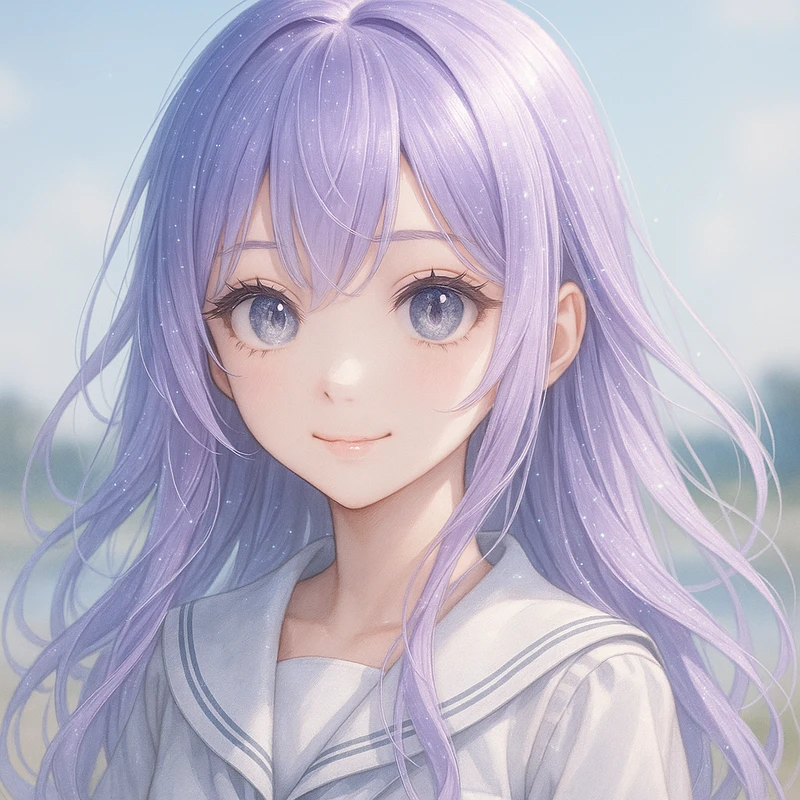 星くずラベンダー髪|髪色のプロンプト紹介