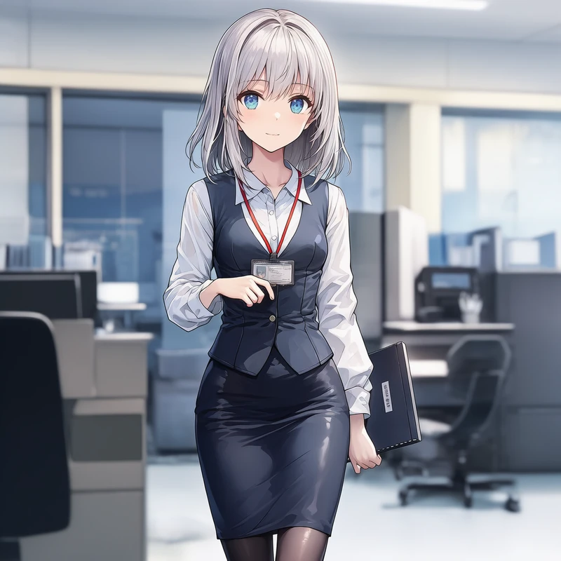 NovelAIで生成したOL服のイラスト作例