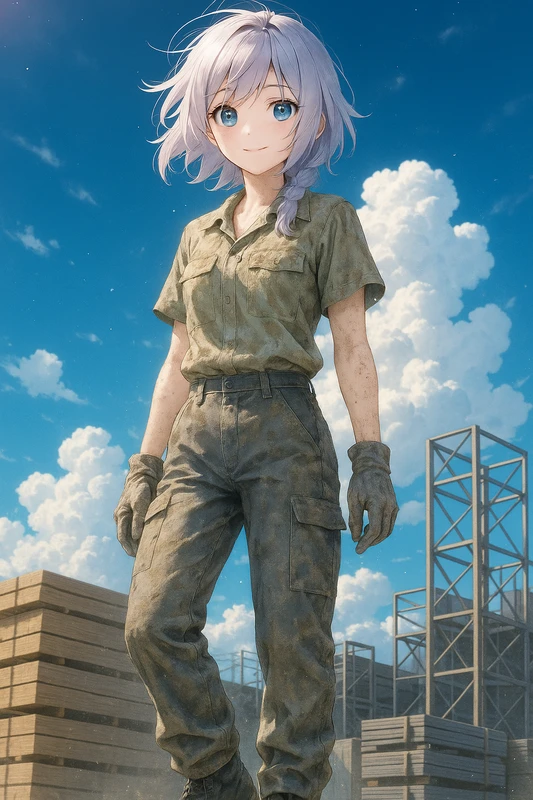 汚れた作業服のAIイラスト｜プロンプト紹介