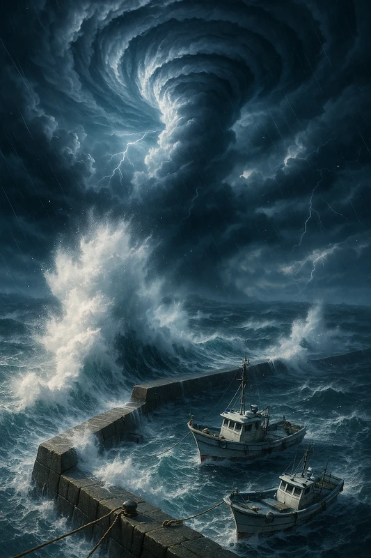 ハリケーン・台風を再現したAIイラスト|天気・天候のプロンプト紹介