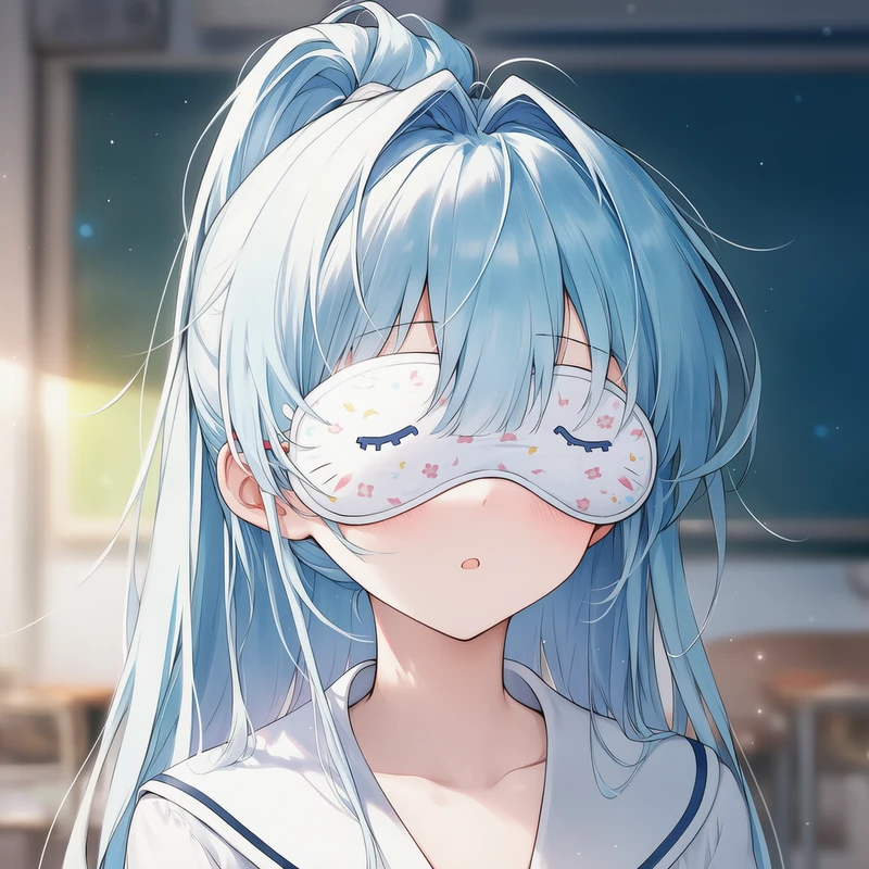 アイマスクをかける仕草|プロンプト紹介