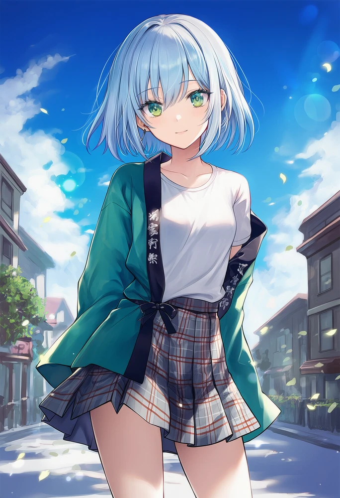 はっぴ、Tシャツ、プリーツスカート｜AIプロンプト