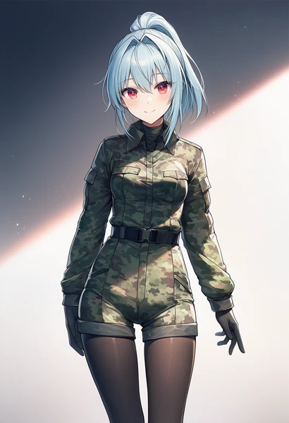 camouflage fatiguesで生成したAI美少女イラスト