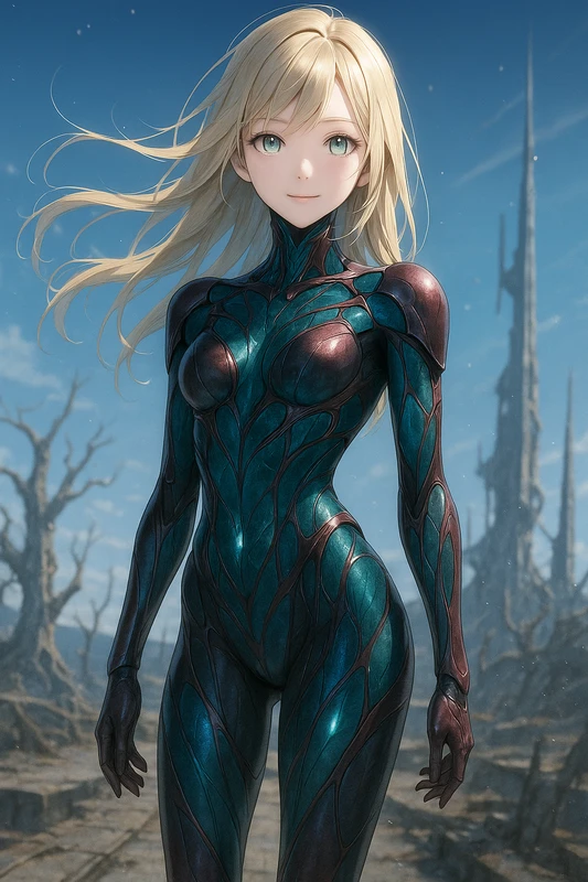 有機的で生物的なアーマーのAIイラスト|SF服のプロンプト紹介