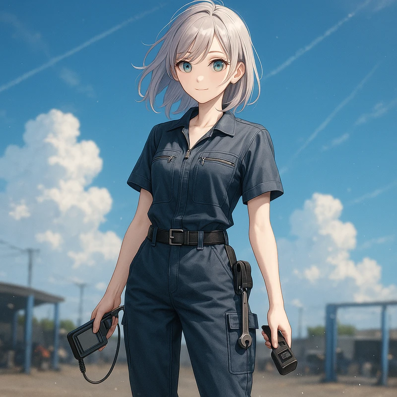 ChatGPT（4o）で生成した作業着の美少女イラスト作例