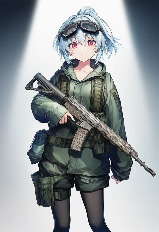 ぶかぶかサイズの軍服コーデを着た美少女AIイラスト