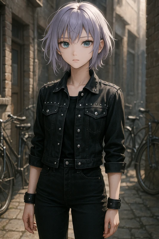 ブラックデニムオンデニム|パンクファッションのプロンプト
